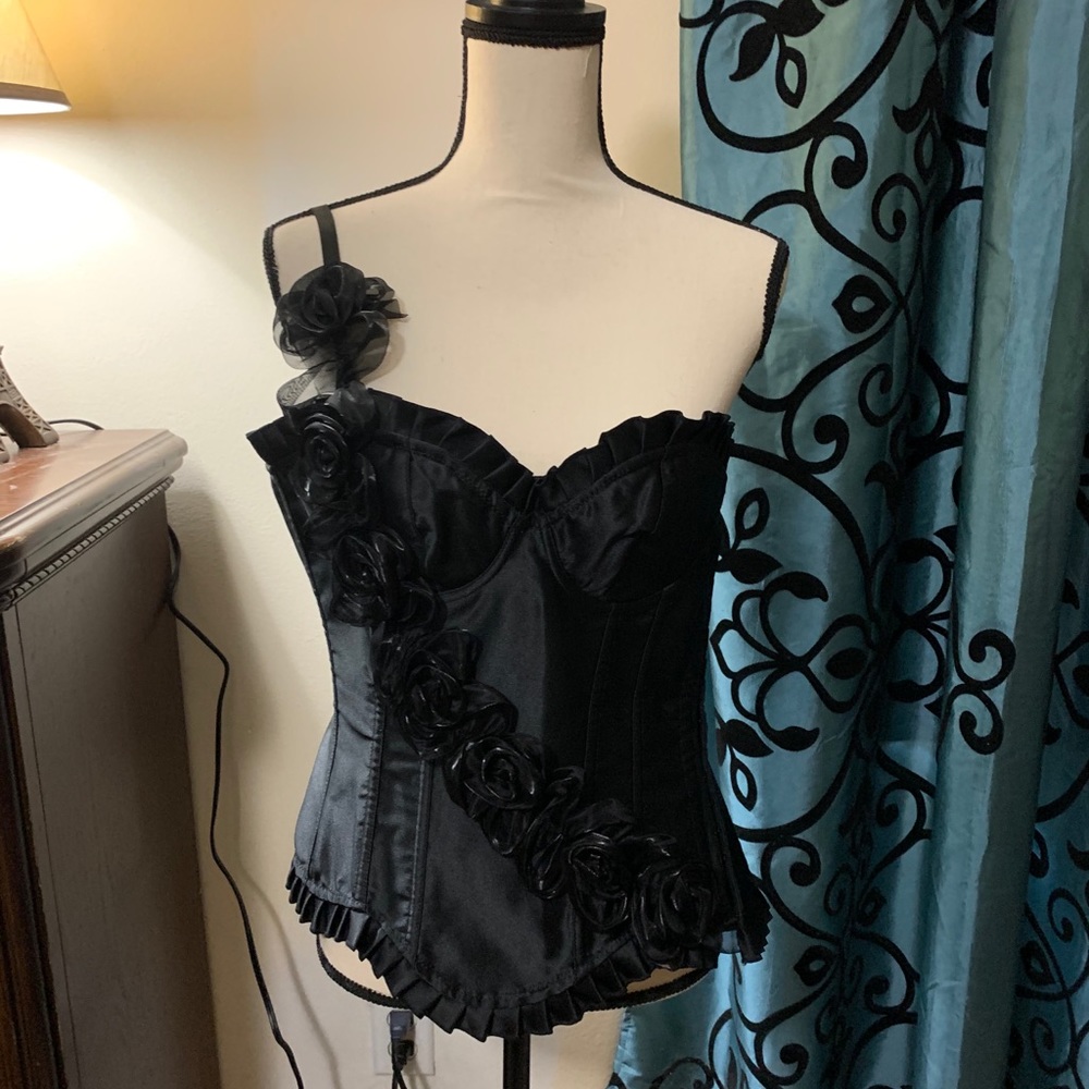 Black Rose Detailed Fashion Corest